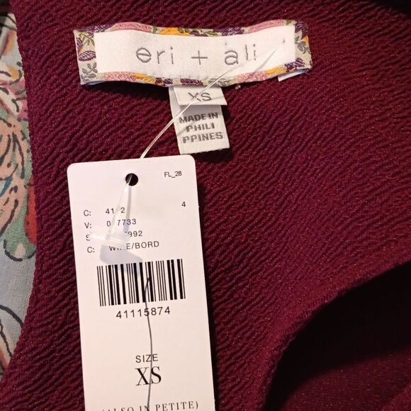 NWT Anthropologie eri & ali  Cabernet Cape Sleeve Textured Top - Picture 9 of 13